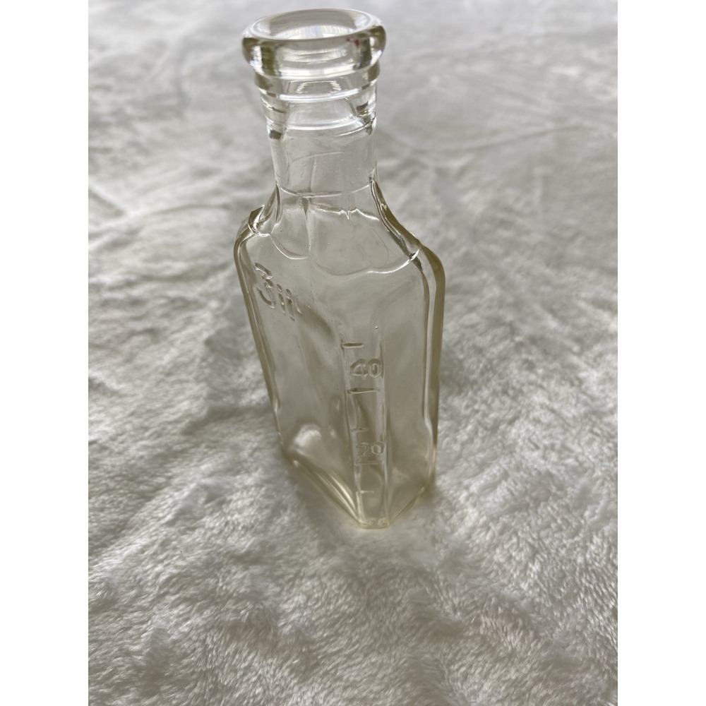 Vintage Owens 3iii Clear Glass Medicine Bottle Graduated Measurements Apothecary - Picture 4 of 6
